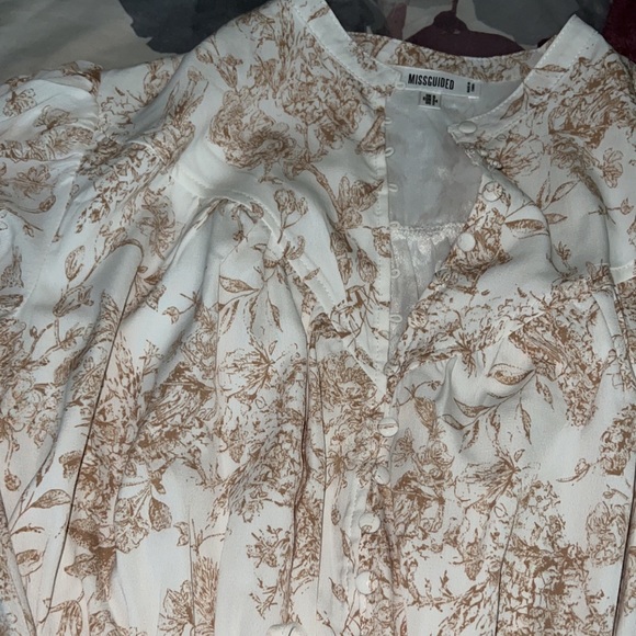 White button front long sleeve printed dress - Picture 6 of 8